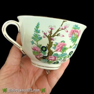 VINTAGE: Colclough Bone China Teacup Asian Theme Pink Flowers Blue Poppies